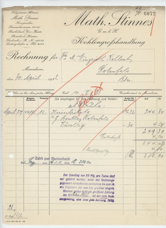 Firma M. Winzrieth (Kaufhaus)an Math. Stinnes GmbH-...