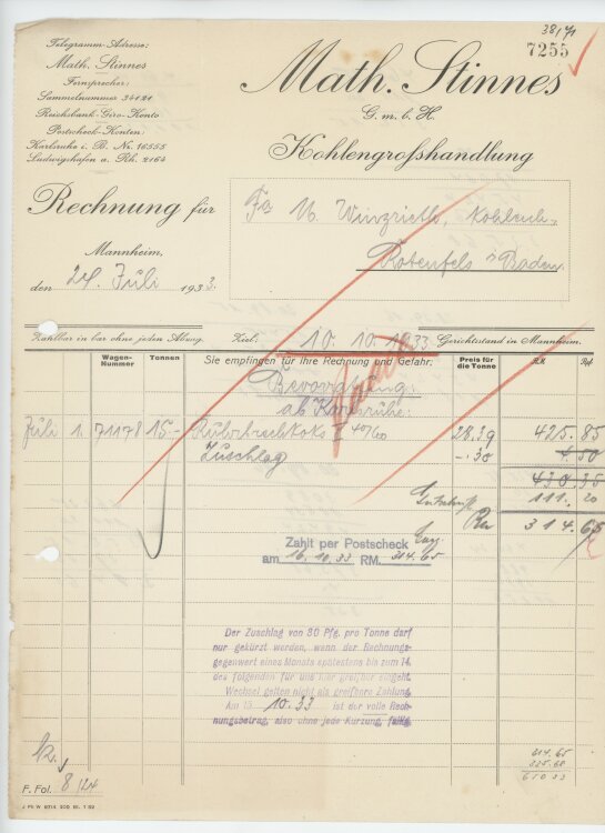 Firma M. Winzrieth (Kaufhaus)an Math. Stinnes GmbH-...