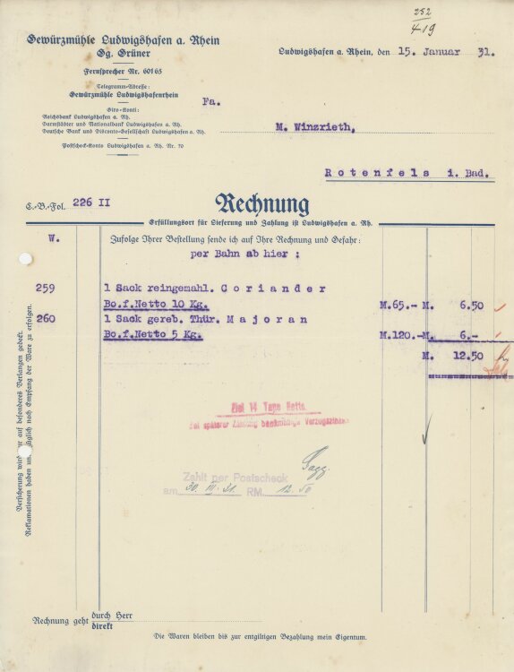 Firma M. Winzrieth (Kaufhaus)an Stickerei-Union Otto...