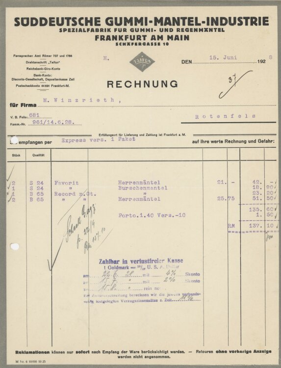 Firma M. Winzrieth (Kaufhaus)an Süddeutsche...