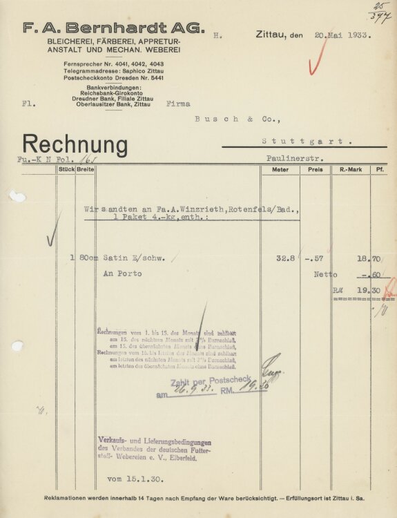 Firma M. Winzrieth (Kaufhaus)an F. A. Bernhardt AG-...