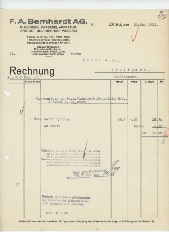 Firma M. Winzrieth (Kaufhaus)an F. A. Bernhardt AG-...