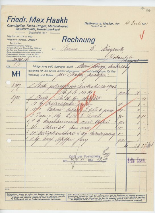 Firma M. Winzrieth (Kaufhaus)an Friedr. Max Haakh-...