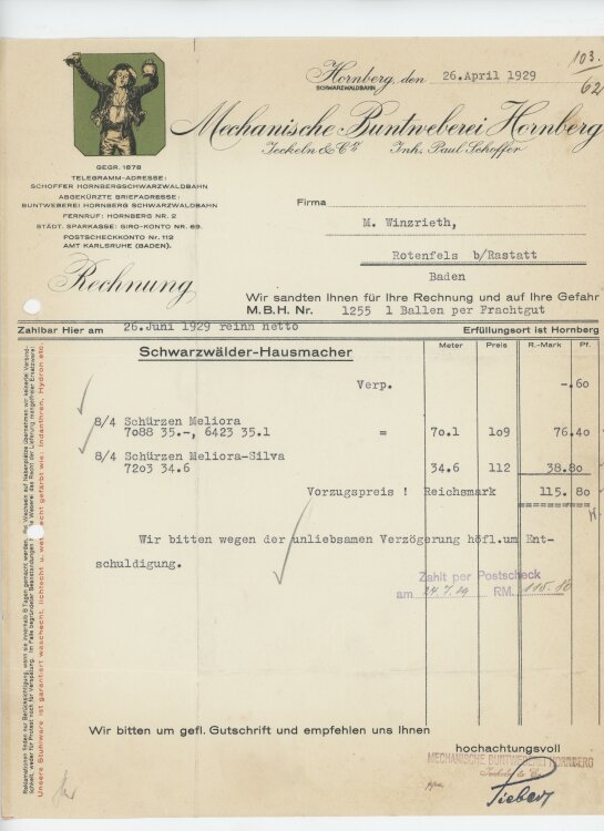 Firma M. Winzrieth (Kaufhaus)an Mechanische Buntweberei...