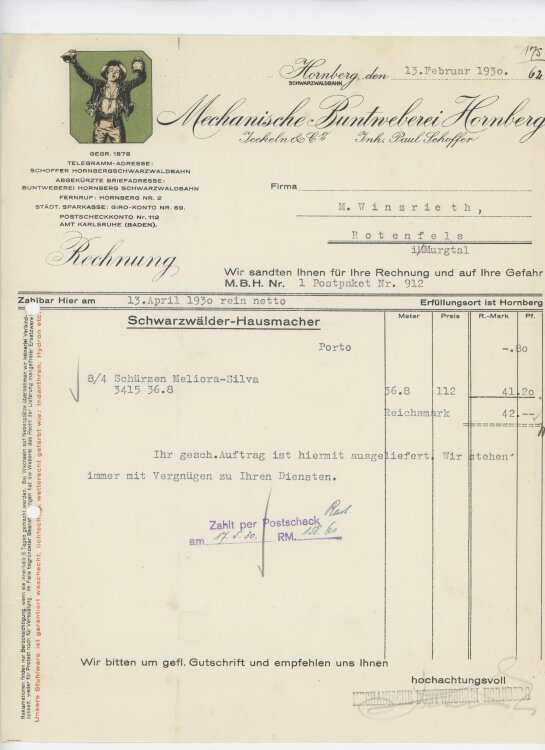 Firma M. Winzrieth (Kaufhaus)an Mechanische Buntweberei...