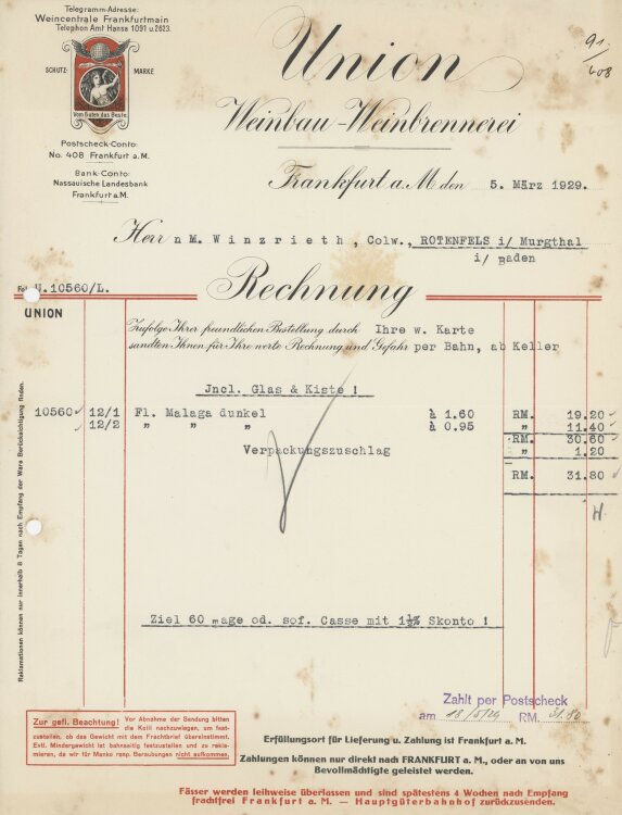 Firma M. Winzrieth (Kaufhaus)an Union...