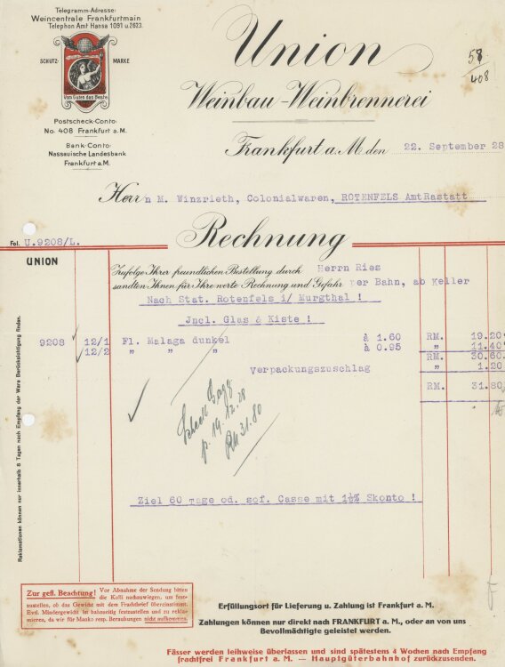 Firma M. Winzrieth (Kaufhaus)an Union...