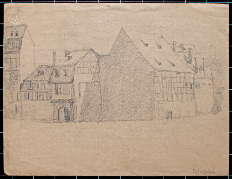 Uli Huber - Haargässchen in Straßburg - 1919 - Bleistift auf Papier mit Prägestempel