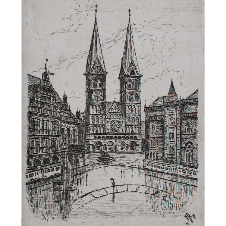 Hans J. Hoffmann - Bremen, St. Petri Dom - 1945 - Radierung