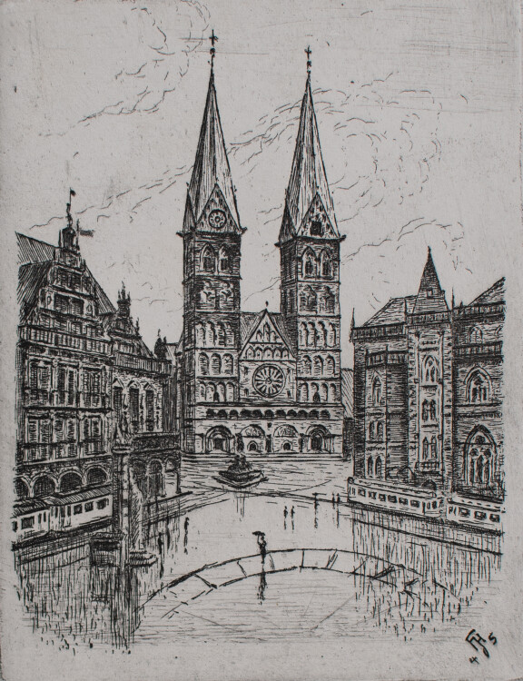 Hans J. Hoffmann - Bremen, St. Petri Dom - 1945 - Radierung