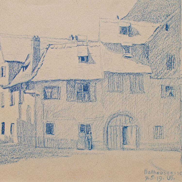 Uli Huber - Ballhausgasse - 1919 - Blauer Farbstift