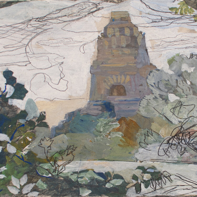 unbekannt - Völkerschlachtdenkmal, Leipzig - undatiert - Aquarell und Bleistift