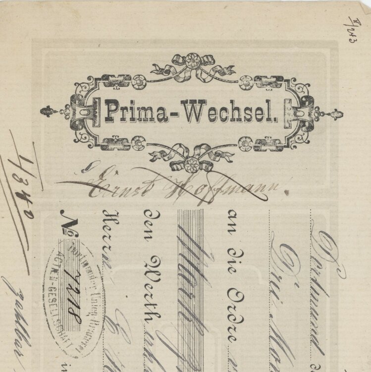 Dortmunder Union-Brauerei AG - Prima-Wechsel - 12.05.1883