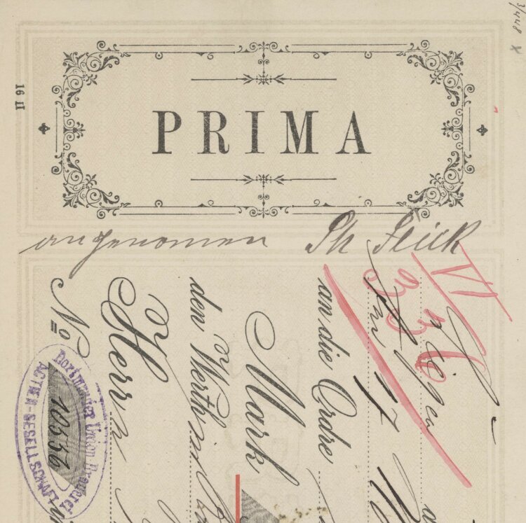 Dortmunder Union-Brauerei AG - Prima-Wechsel - 12.02.1887