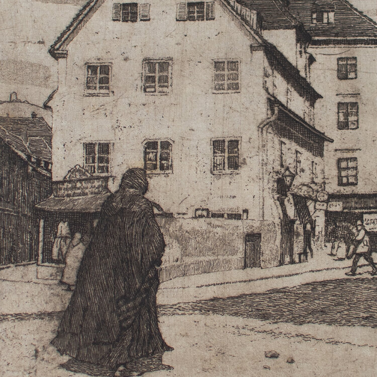 Max von Scherer - Graz, Lendviertel - 1918 - Radierung mit Aquatinta in Dunkelbraun auf Velin