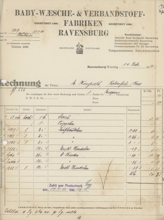 Firma M. Winzrieth (Kaufhaus)an Baby-Waesche-...