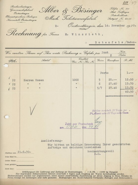 Firma M. Winzrieth (Kaufhaus)an Alber &...