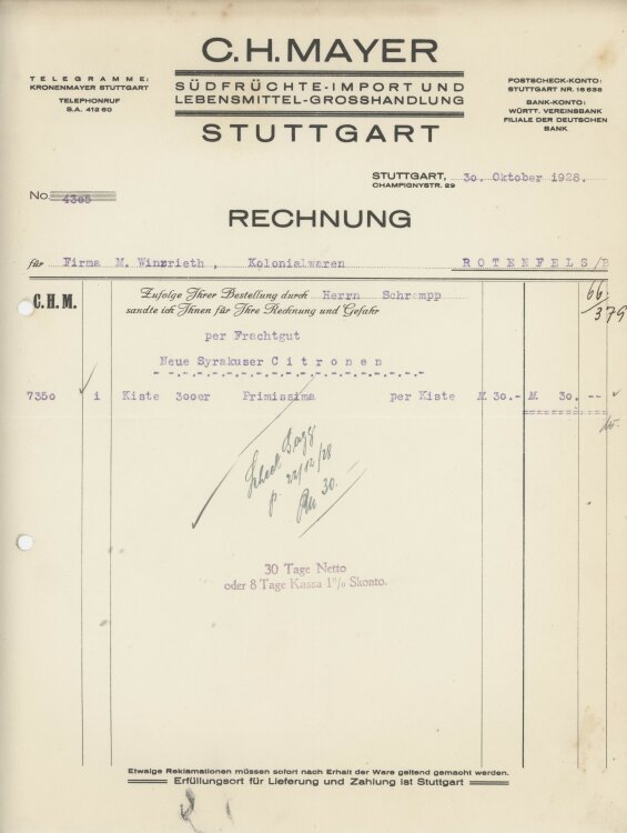 Firma M. Winzrieth (Kaufhaus)an C. H. Mayer...