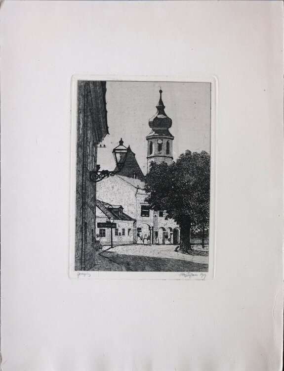 Max von Scherer - Pfarrkirche in Grinzing - 1919 - Radierung auf leichtem Karton