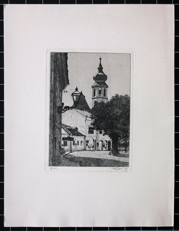 Max von Scherer - Pfarrkirche in Grinzing - 1919 - Radierung auf leichtem Karton