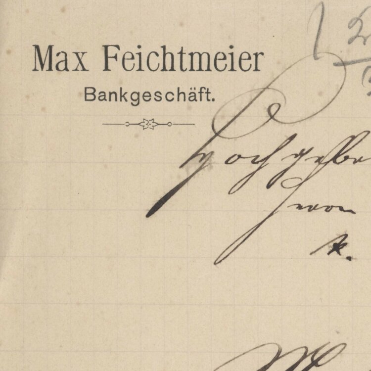 Max Feichtmeier Bankgeschäft - Rechnung - 1. April 1896