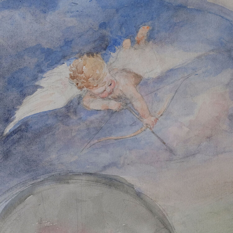 unbekannt - Putto mit Pfeil und Bogen - ohne Jahr - Aquarell