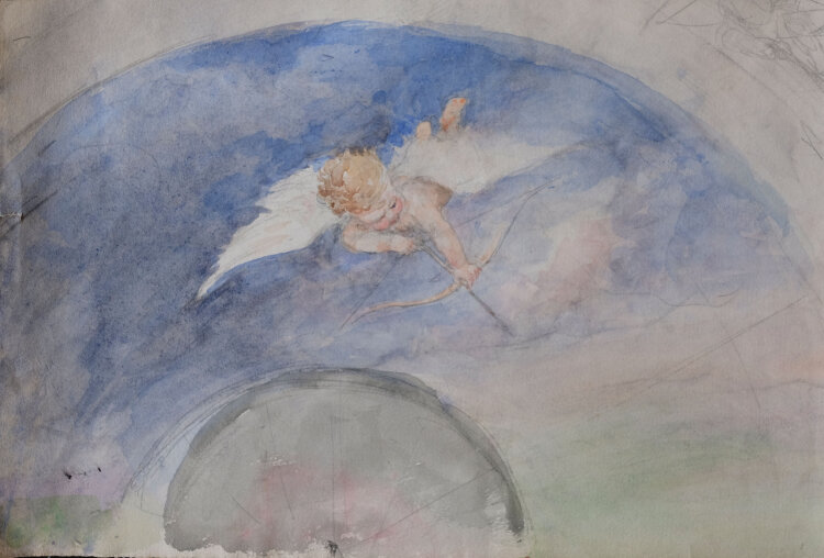 unbekannt - Putto mit Pfeil und Bogen - ohne Jahr - Aquarell