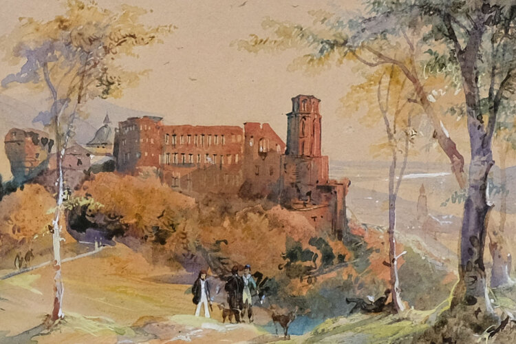 Caspar Scheuren - Heidelberger Schloss - o.J. - Aquarell, Feder und Gouache