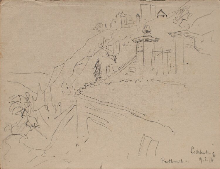 Wilhelm Danz - Burg Lichtenberg - Bleistiftzeichnung - 1926