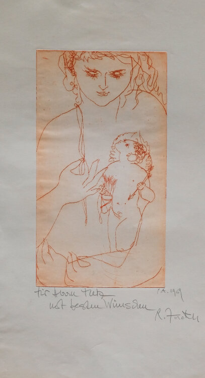 Rosemarie Finckh - Venus entwaffnet Amor - 1969 - Farbradierung auf Büttenpapier