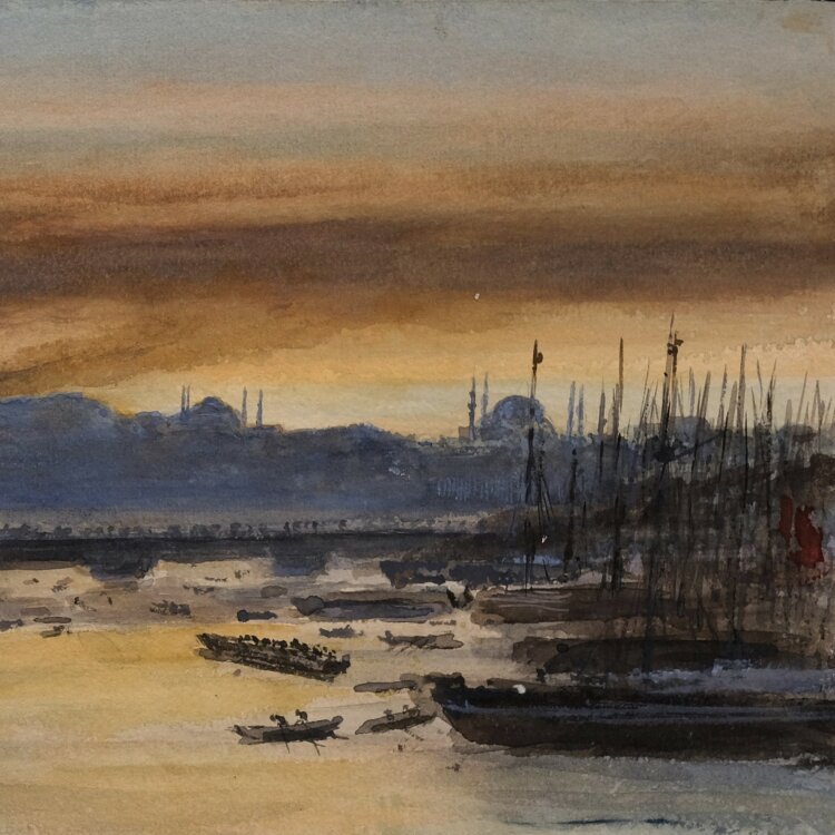 Unbekannt - Hafen im Dämmerlicht - o. J. - Aquarell