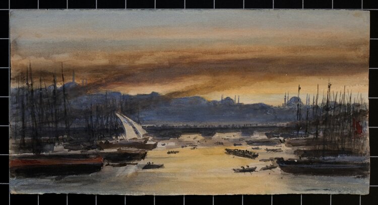 Unbekannt - Hafen im Dämmerlicht - o. J. - Aquarell