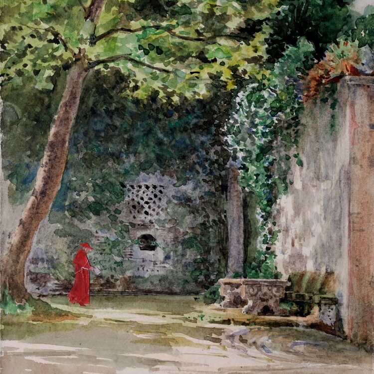 Unbekannt - Garten der Villa dEste - 1898 - Aquarell