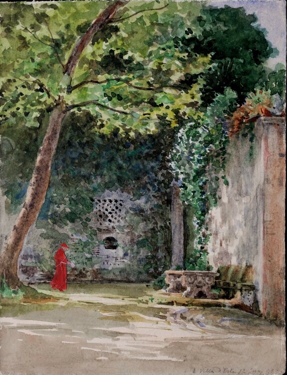 Unbekannt - Garten der Villa dEste - 1898 - Aquarell