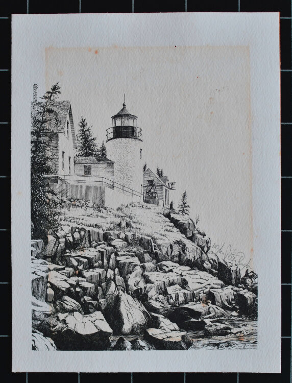 Peter Bugda - Leuchtturm an der Küste - undatiert - Lithografie