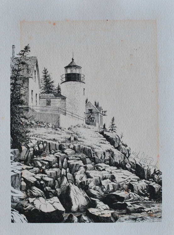 Peter Bugda - Leuchtturm an der Küste - undatiert - Lithografie