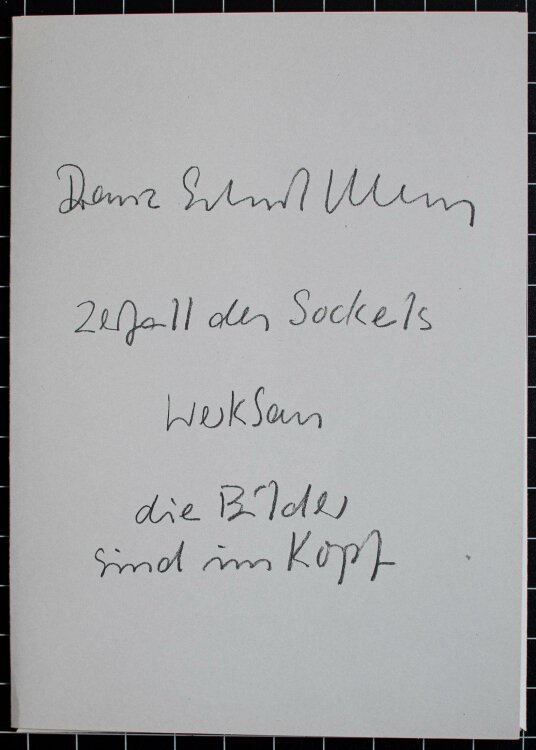 Franz Erhard Walther - Zerfall des Sockels. Werkbau. Die Bilder sind im Kopf. - 1996 - Farboffsetdruck auf weißem Karton