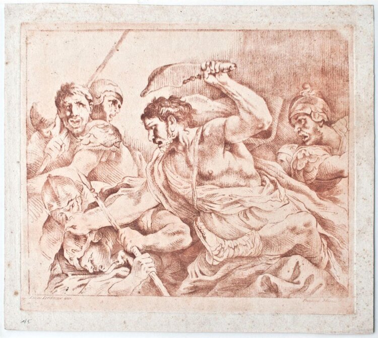 Francesco La Marra nach Luca Giordano - Samson erschlägt einen Philister - undatiert - Aquaforte auf Büttenpapier