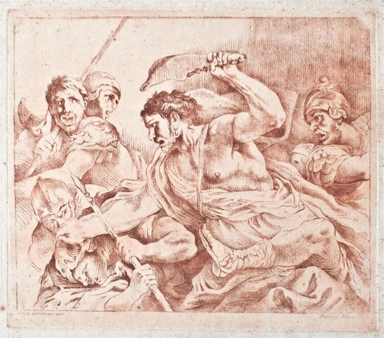 Francesco La Marra nach Luca Giordano - Samson erschlägt einen Philister - undatiert - Aquaforte auf Büttenpapier