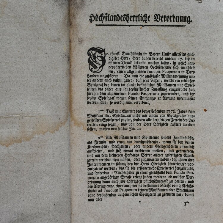 Kurfürstlicher Hofratssekretär der Kurpfalzbayerischen oberen Landesregierung - Verordnung - 24.11.1775