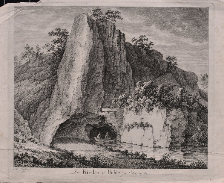 August Seyffer - Die Friedrichs Höhle zu Ehrenfels - undatiert - Kupferstich auf Büttenpapier