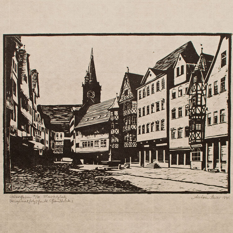 Anton Laar - Wertheim Markplatz - 1931 - Holzschnitt