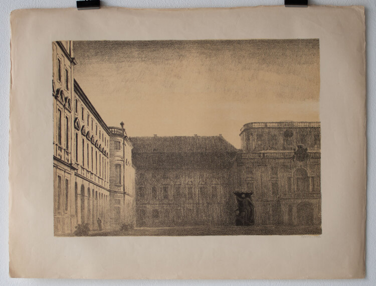 Hermann Esch - Barockschloss Mannheim - undatiert - Lithografie auf Büttenpapier mit Wasserzeichen