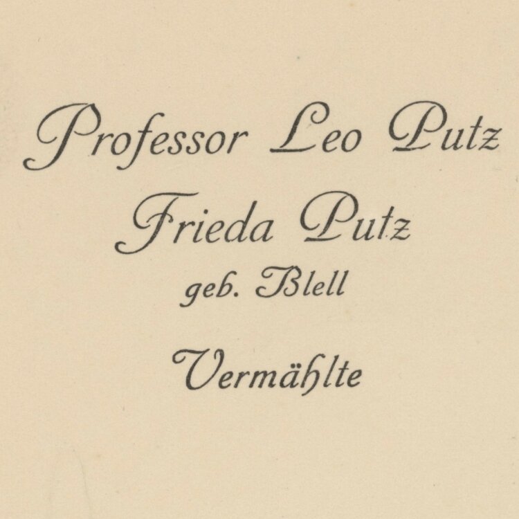 Leo Putz - Hochzeitsanzeige - 28.07.1913