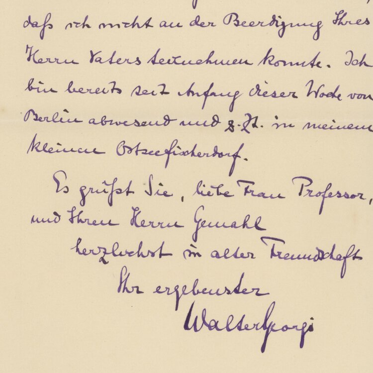 Dr. Walter Georgi - Kondolenzbrief - 19.06.1914