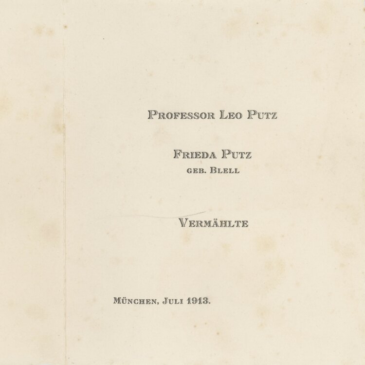 Leo Putz - Dankeskarte - Juli 1913