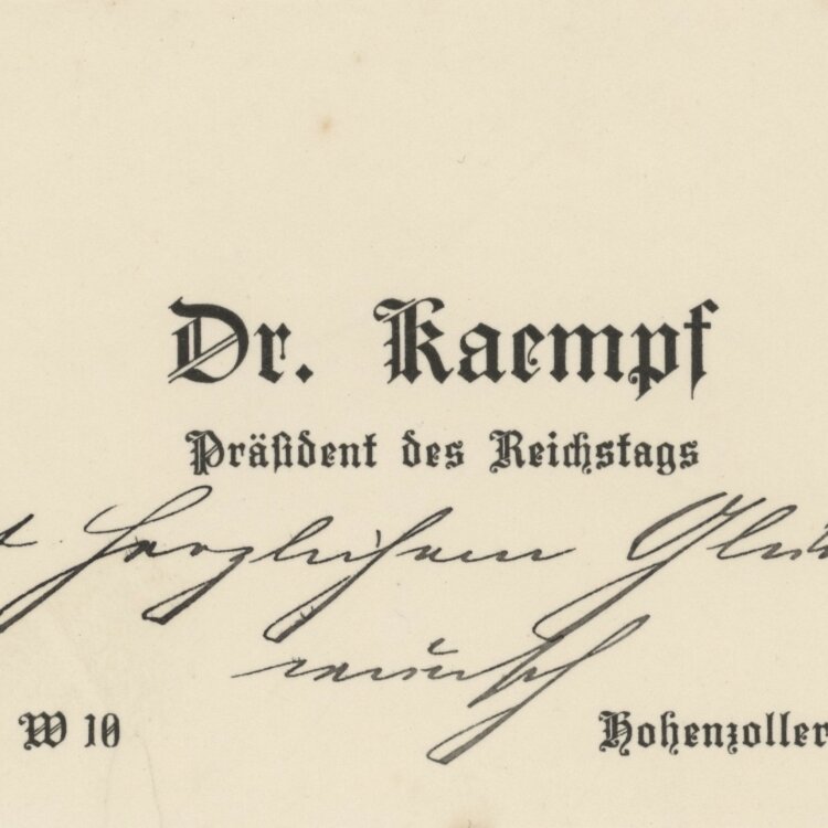 Dr. Johannes Kaempf - Glückwunschkarte - 1915