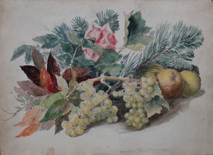 unbekannt - Herbst in Traunsteig - 1890 - Aquarell über Bleistift