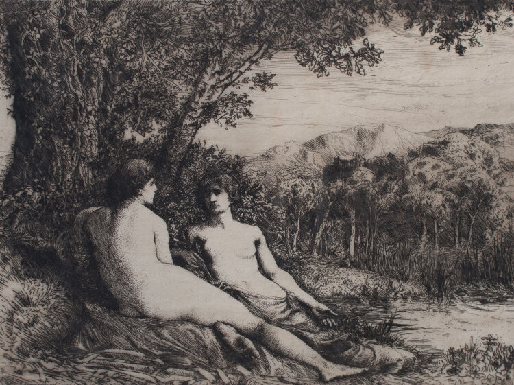 Charles Holroyd - Nymphen am See - 1907 - Radierung auf dünnem Japanpapier