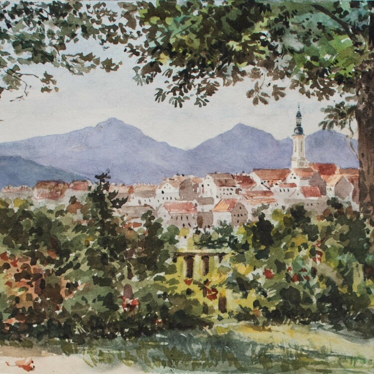 Unbekannt - Grüner Stadtblick - o. J. - Aquarell